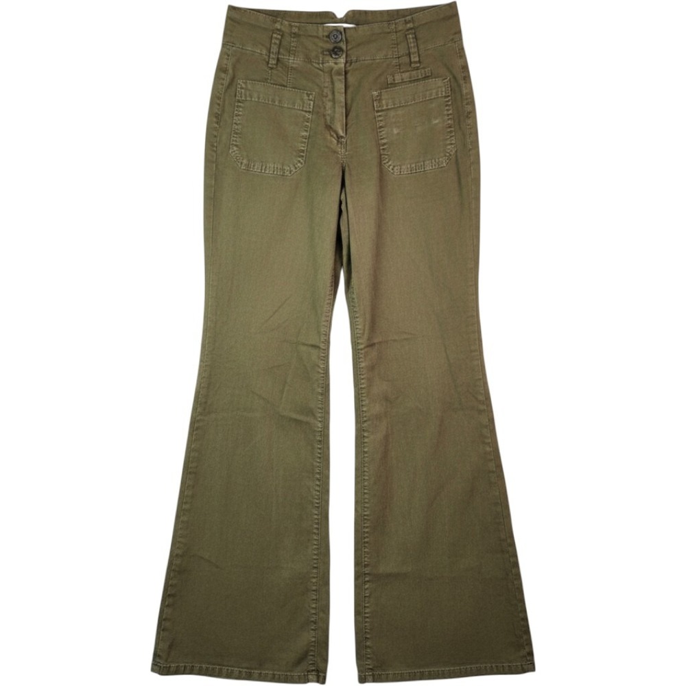 Maeve Colette Wide Leg Pants Women's 25 Olive Green High Rise Utility